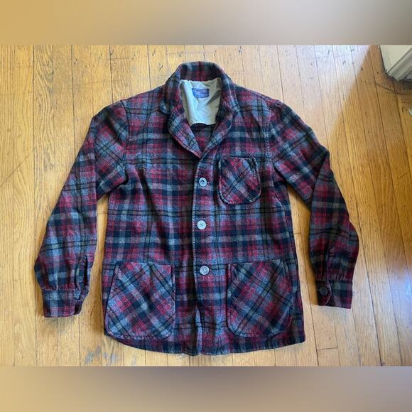60s Vintage Pendleton Plaid Wool Shirt Jacket - Picture 7 of 9